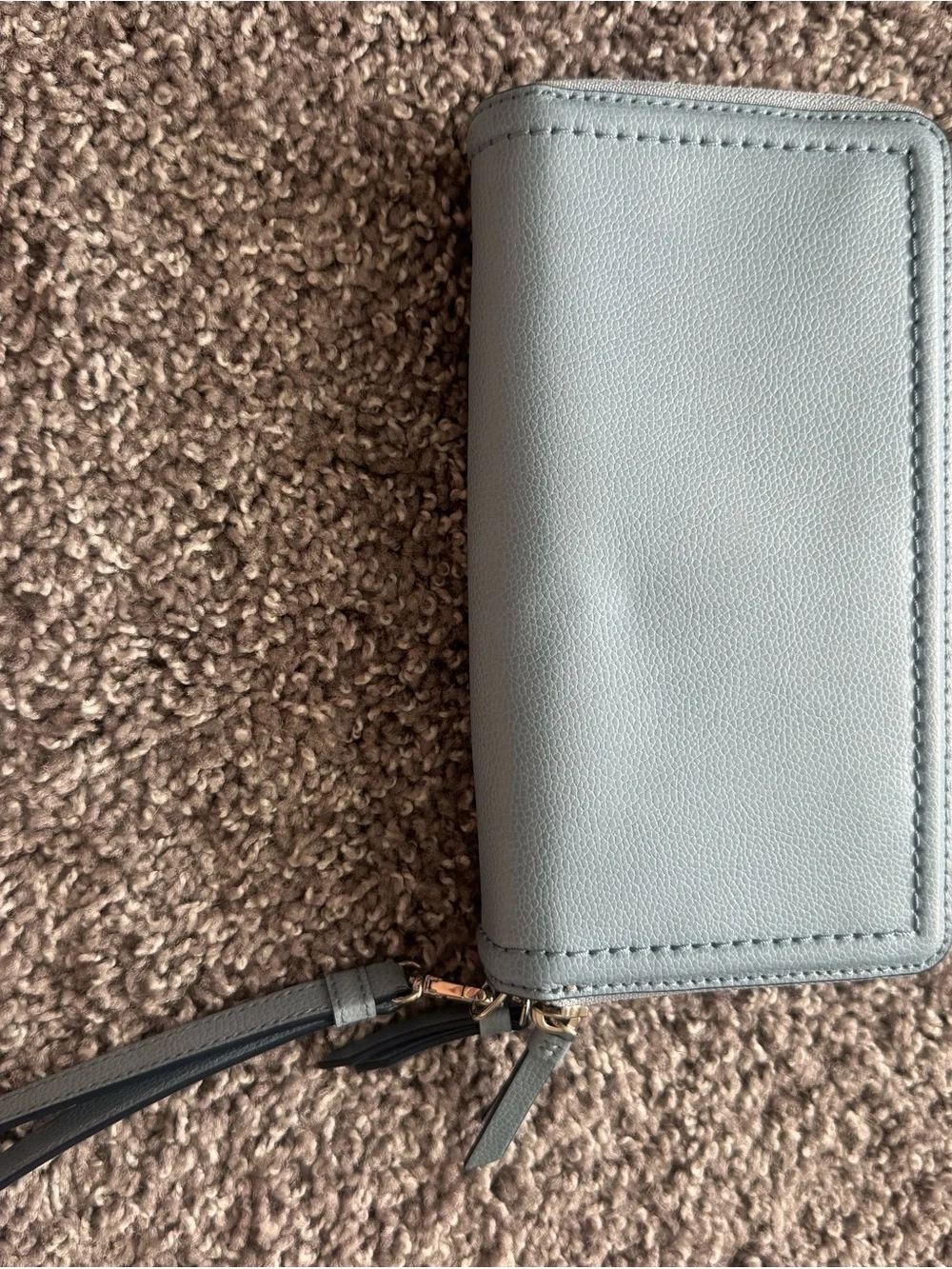 kate spade Light Blue Leather Wristlet Wallet with Gold Logo